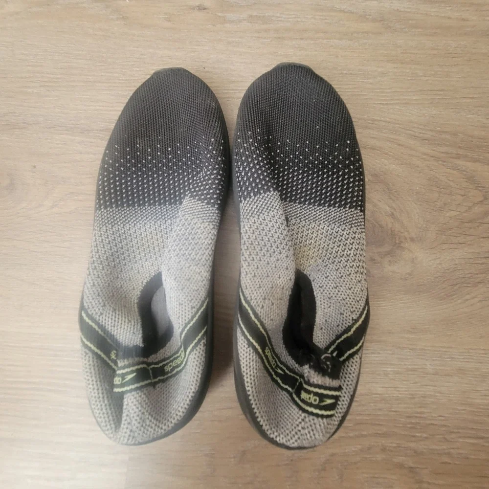 Speedo Kids Water Shoes 4 Black Grey‎ Surfknit Pro Athletic Swim Beach Shoe